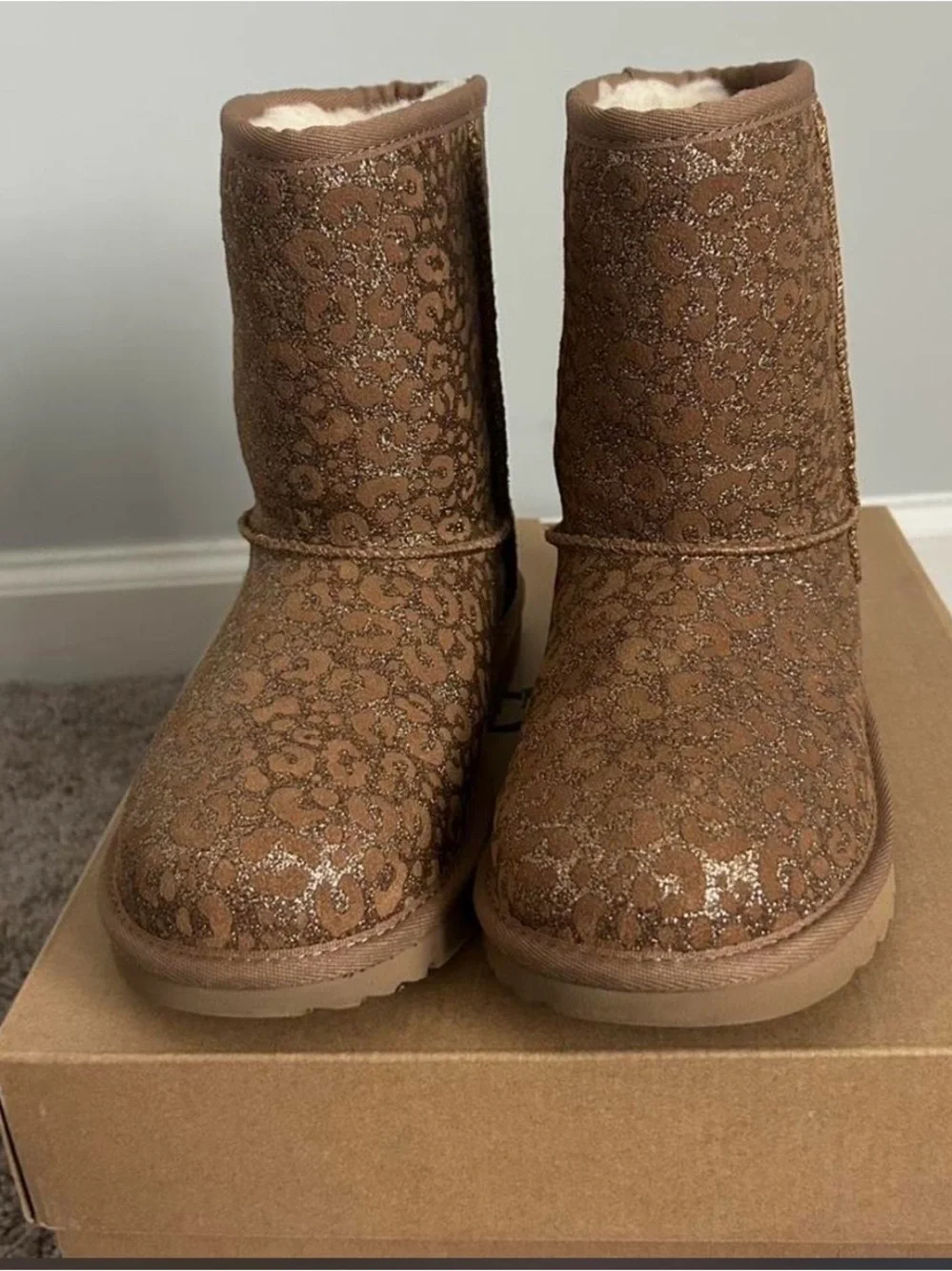 Chestnut Glitter Leopard Boots